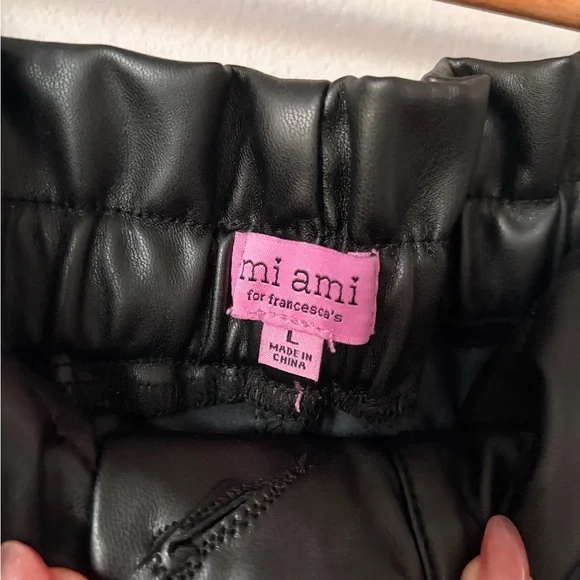 Francesca's Collections - Mi Ami Black Tie-Waist Faux Leather Trousers - Picture 7 of 7